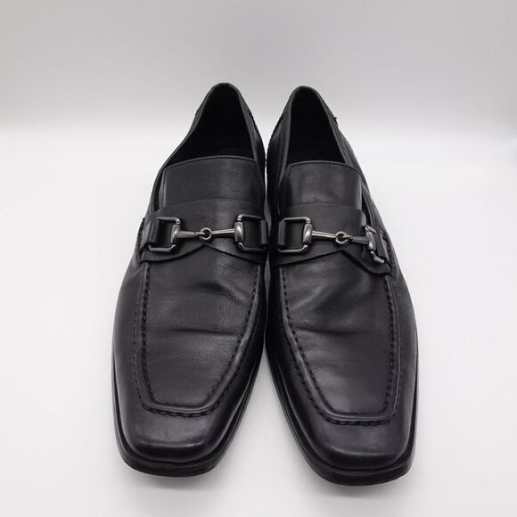 Kenneth Cole New York Black Horse-bit Square Toe Black Slip on Loafer Size 10 - Picture 4 of 10
